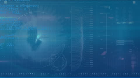 Futuristic Digital Interface with Data Processing Animation