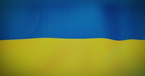 Digital Data Overlay on Ukrainian Flag Symbolizing Technology and Politics