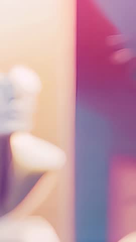 Vertical abstract video showing vibrant magenta and yellow shapes with palm silhouettes