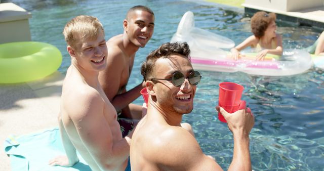 Happy Friends Enjoying Pool Party - Download Free Stock Images Pikwizard.com