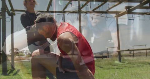 Athletes Exercising on Outdoor Obstacle Course