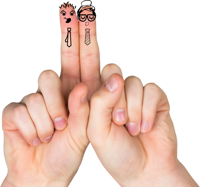 Humorous Fingers with Faces and Ties Vector on Transparent Background - Download Free Stock Videos Pikwizard.com