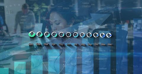 Office Collaboration with Data Analytics and Growth Concept