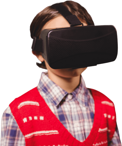 Transparent Background Boy Experiencing Virtual Reality