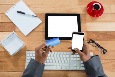 Transparent Online Shopping with Mobile at Office Desk - Download Free Stock Videos Pikwizard.com