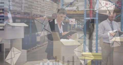 Warehouse Operations with Financial Data Overlay Digital Concept