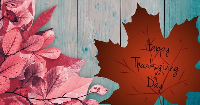 Happy Thanksgiving Day on Rustic Background with Autumn Leaves - Download Free Stock Images Pikwizard.com