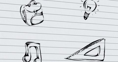 Doodle School Elements with Lined Paper Background - Download Free Stock Images Pikwizard.com