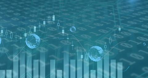 Futuristic Financial Charts Overlaying Binary Codes - Download Free Stock Images Pikwizard.com