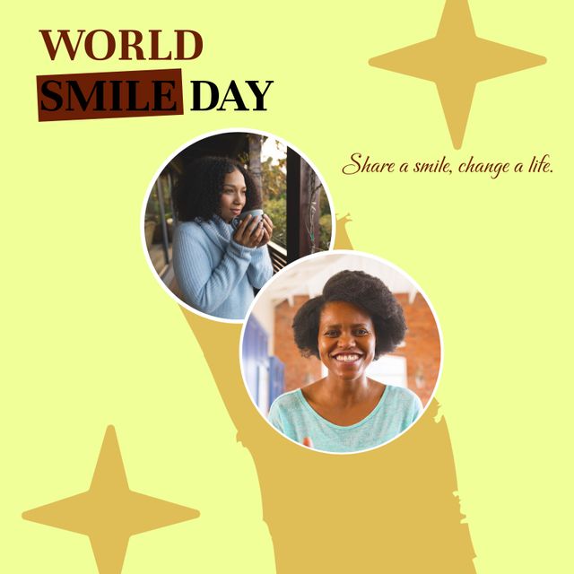Perfect for promoting World Smile Day, international harmony, and positivity. Use in social media campaigns, motivational posters, and diversity initiatives to highlight the importance of smiles and positive interactions worldwide.