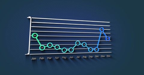 Digital Line Graph with Months on Blue Background - Download Free Stock Images Pikwizard.com