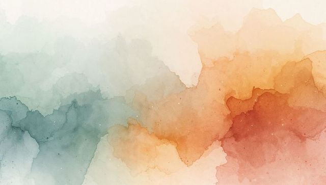 Abstract aqueous inkscapes in warm harmonious spectrum