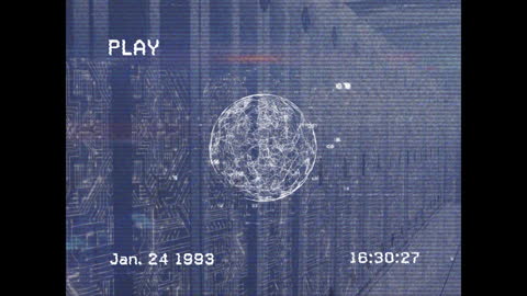 Retrofuturistic Digital Interface with Globe and Connections