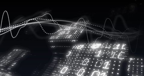 Abstract Digital Waves with Binary Code Illumination - Download Free Stock Images Pikwizard.com