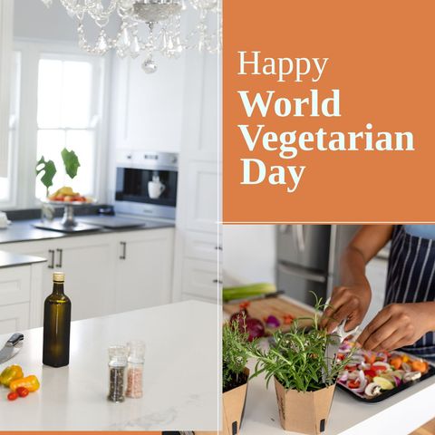 Celebrating World Vegetarian Day with Fresh Cooking at Home - Download Free Stock Templates Pikwizard.com