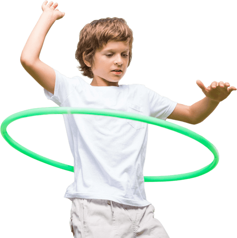 energetic child spinning transparent green hula hoop - Download Free Stock Videos Pikwizard.com