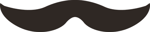 Black moustache silhouette on transparent background