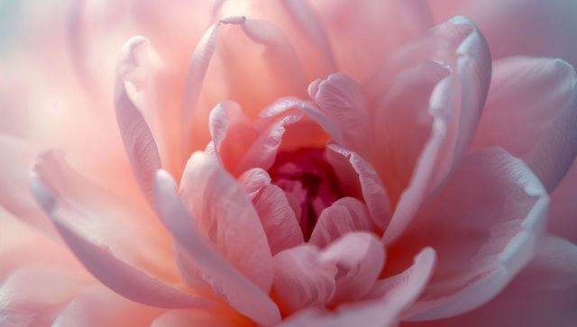 Soft Pale Pink Double-Flowered Blossom Blooming Closeup Revealing Layered Petals