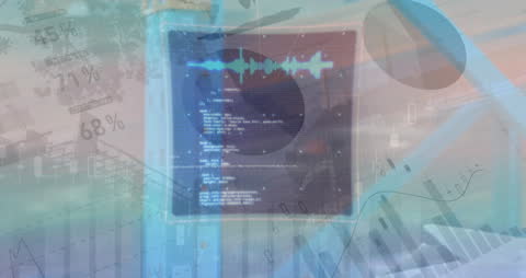 Digital Interface and Data Processing Overlay Cityscape