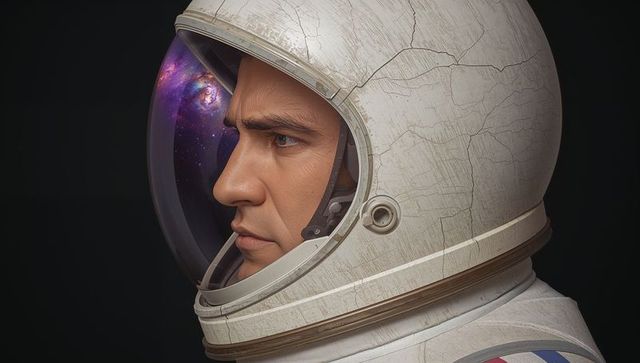 Astronaut Gazing at Galaxy Reflection in Visor