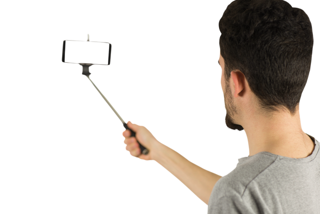 Transparent Man Taking Selfie with Phone on Stick - Download Free Stock Videos Pikwizard.com