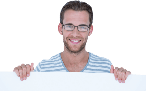 Smiling Man Holding Blank Transparent Billboard Isolated - Download Free Stock Videos Pikwizard.com
