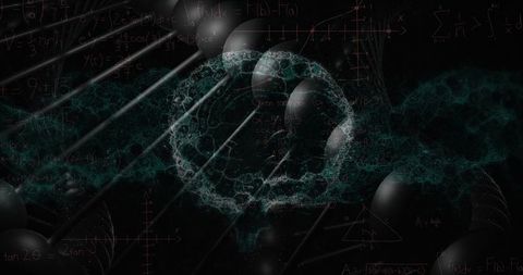 Rotating dna with brain image highlighting human biology and technology