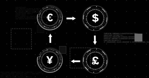 Digital currency exchange with futuristic interface graphics