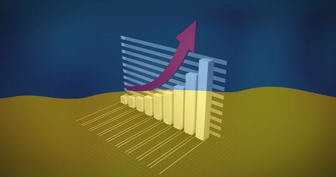 Economic Growth Chart Overlaying Ukrainian Flag Theme - Download Free Stock Images Pikwizard.com