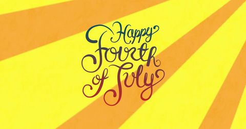 Happy Fourth of July Celebration Card Background with Yellow Rays