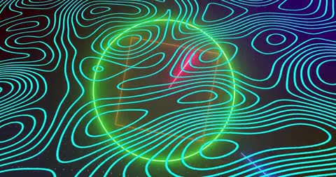 Futuristic Neon Geometric Art With Radiating Shapes