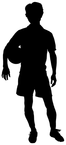 Silhouette of football player in action on transparent background