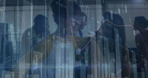 digital financial data overlay on diverse team collaboration - Download Free Stock Images Pikwizard.com