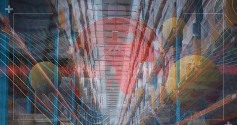 Global trade and technology concept in warehouse setting