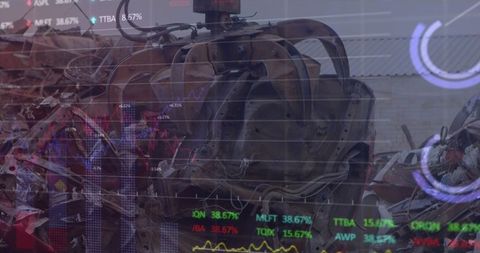 Digital Interface Overlay on Recycling Industry Concept