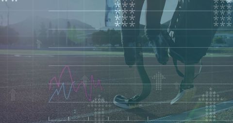Paralympic Athlete with Running Blades on Track with Digital Graphic Overlay - Download Free Stock Images Pikwizard.com