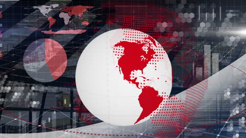 Digital Globe with Financial Data and Graphs Illustration
