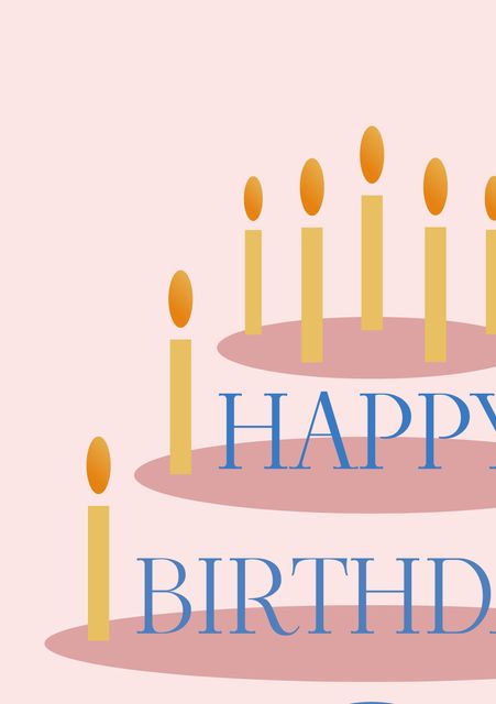 This minimalist birthday cake illustration with glowing candles and the phrase 'Happy Birthday' is perfect for creating greeting cards, invitations, and social media posts for birthday celebrations. The elegant and simple design makes it versatile for both personal and commercial use.