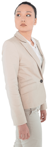 Asian Businesswoman Thinking with Transparent Background