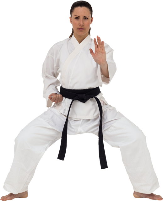 Female Martial Artist in Karate Stance Transparent Background - Download Free Stock Videos Pikwizard.com