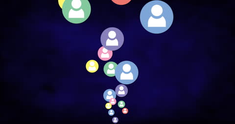 Floating Profile Icons on Blue Background for Social Networking