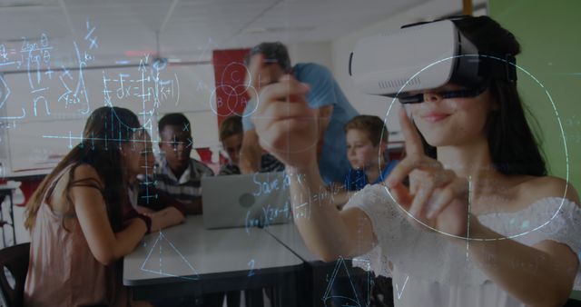 Students Using Virtual Reality for Interactive Math Class - Download Free Stock Images Pikwizard.com