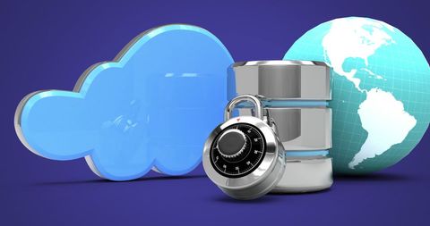 Cloud Computing Cybersecurity with Database and Globe Display - Download Free Stock Images Pikwizard.com