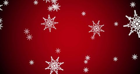 Sharp-Edged Snowflakes on Festive Red Background