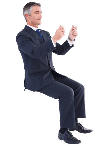 businessman sitting and pretending to drive transparent background - Download Free Stock Videos Pikwizard.com