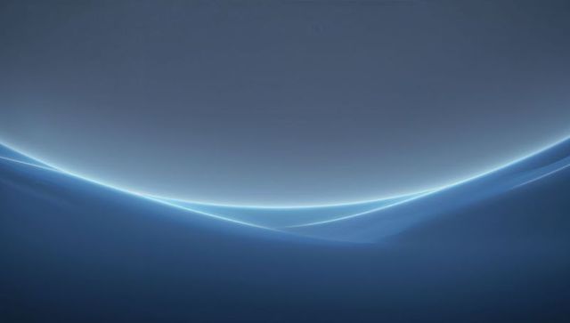 Flowing luminous blue wave sweeping across minimal gradient curve for desktop wallpaper