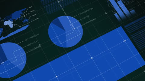 Animated Data Processing Over Black Digital Interface