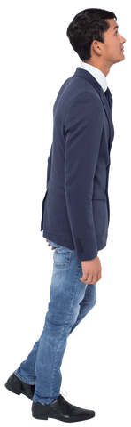 Transparent Vector of Biracial Businessman Looking Up in Office Attire