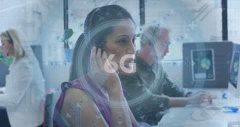 6G Digital Interface Animation with Diverse Business People