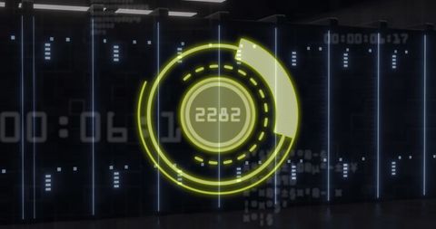 digital interface with data processing on server racks - Download Free Stock Images Pikwizard.com